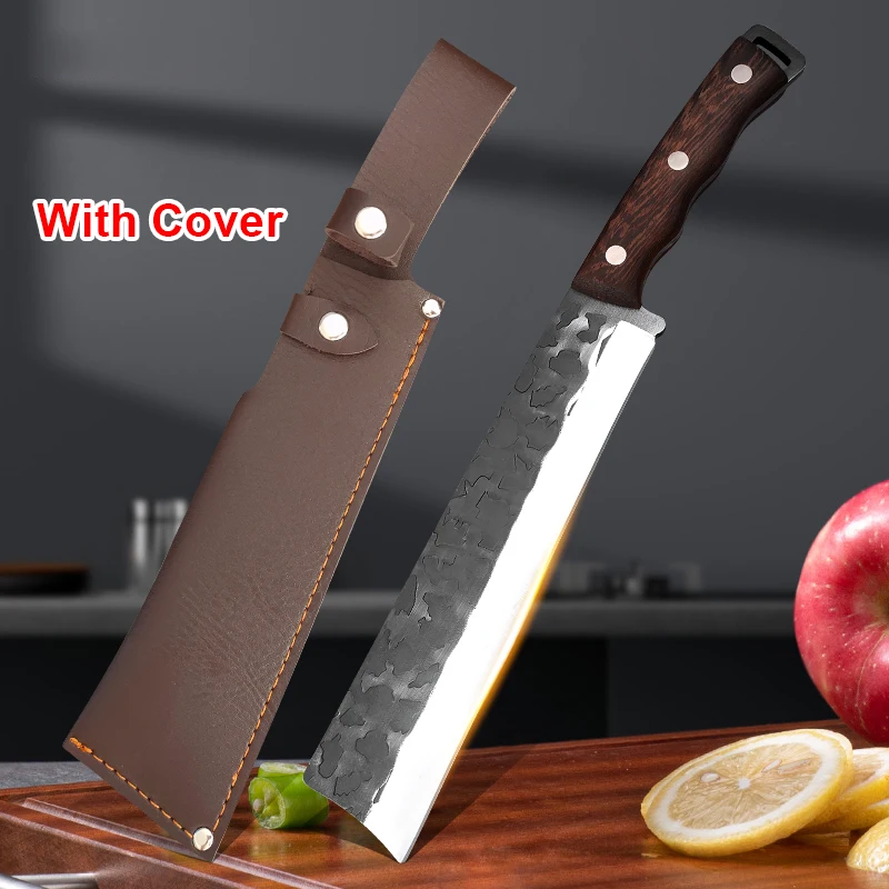 Cuchillo para cortar carnicero de hueso grande, cuchillo de cocina de acero inoxidable de alta dureza, mango de madera, cuchillo de carnicero, cuchillo de cocina de utilidad