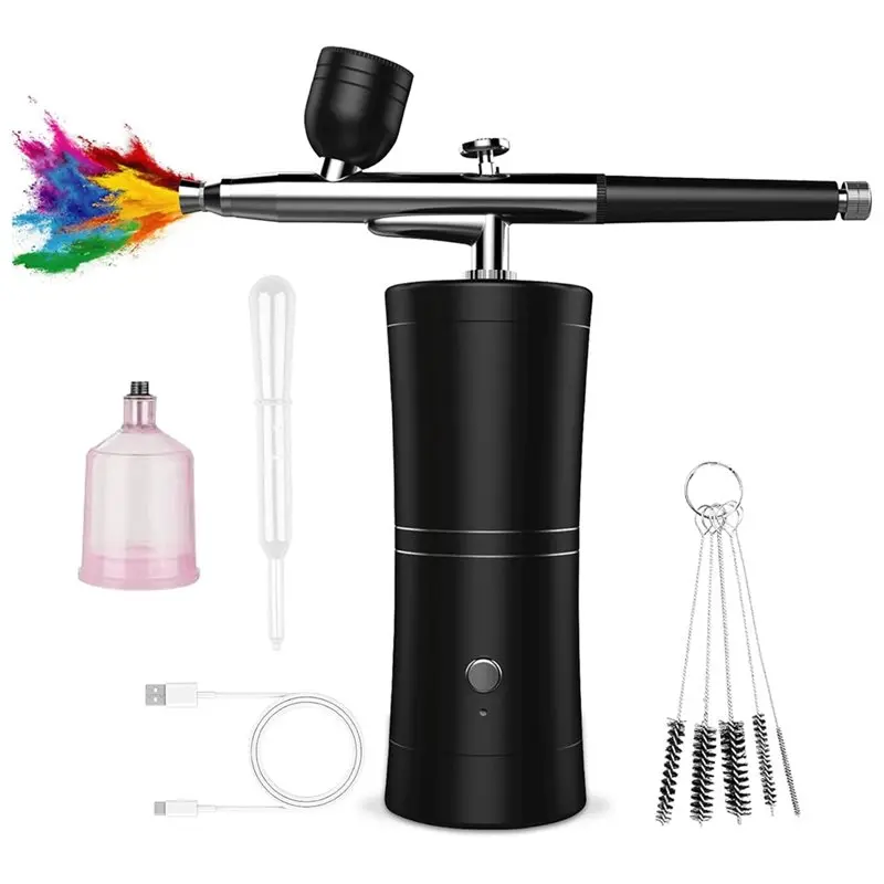 AT19-Airbrush Kit Rechargeable Cordless Compressor,Portable Handheld Airbrush Gun Set