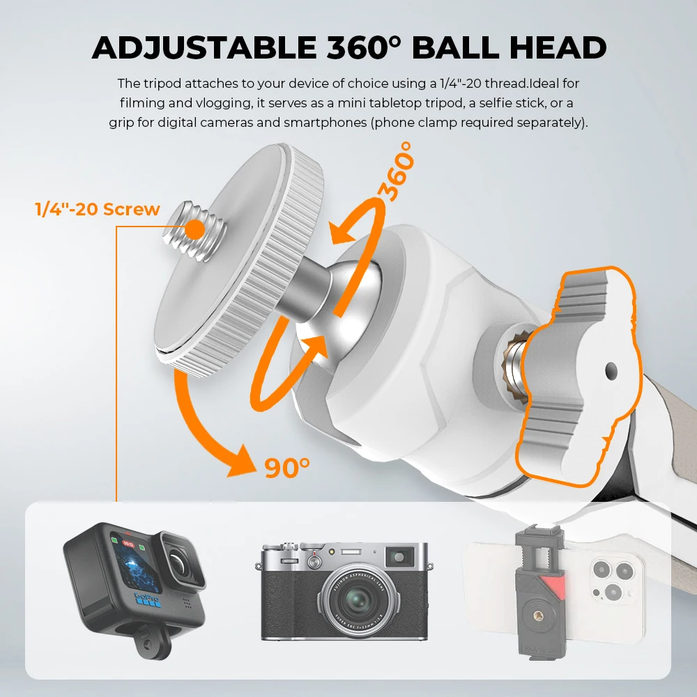 Мини-штатив CAMVATE для селфи с шаровой головкой для обуви, портативный выдвижной мини-штатив для GoPro Vlogging