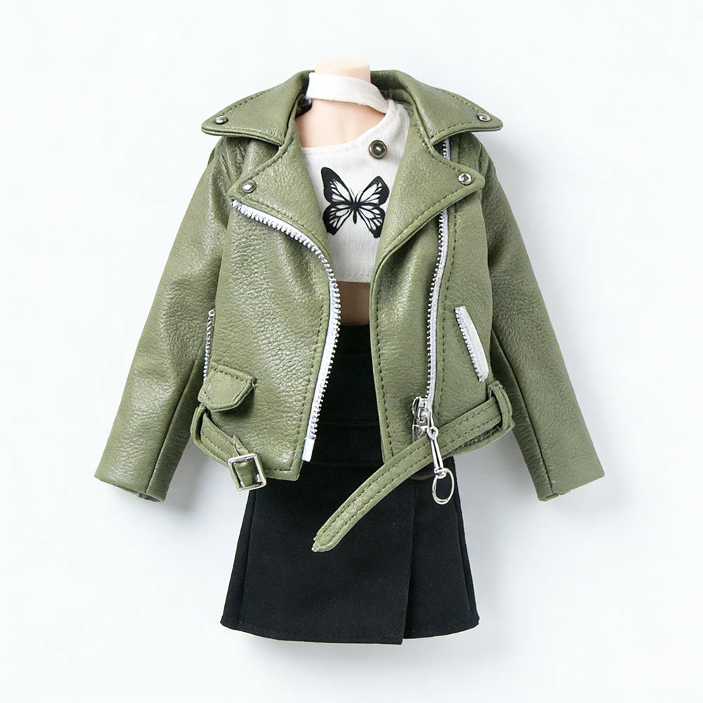 

Одежда Blythe, черная повседневная куртка на молнии, белая модная крутая куртка, пальто в стиле рок для Ymy Licca Azones Ob2224, аксессуары для кукол