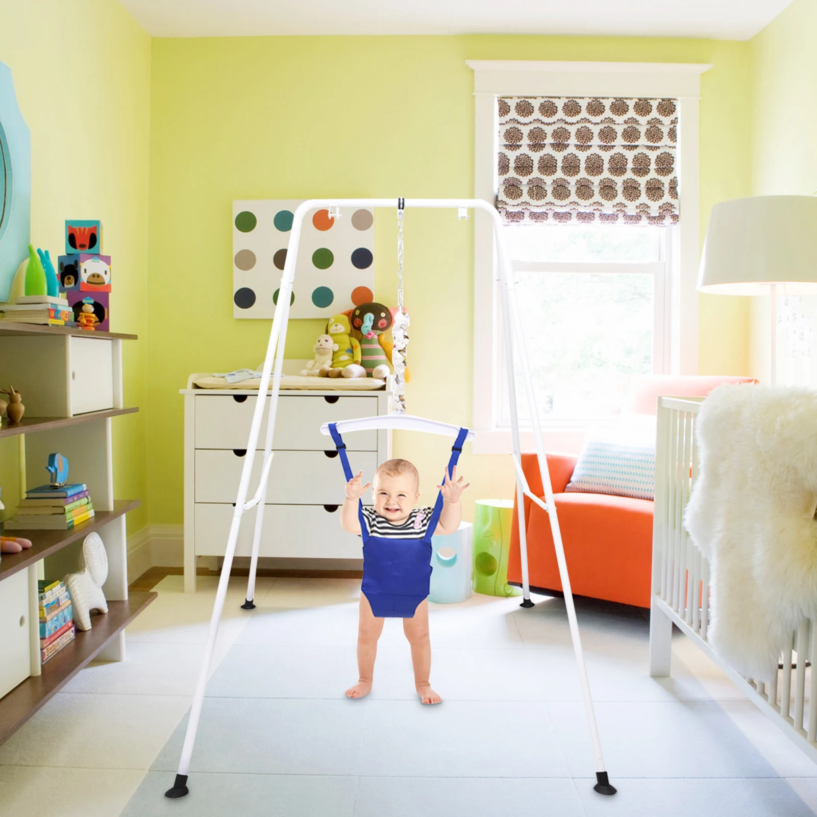 Foldable Outdoor Baby Jumper Swing with Stand, Multipurpose Playset for Children 6 Months to 1.5 Years, Exercise & Learning