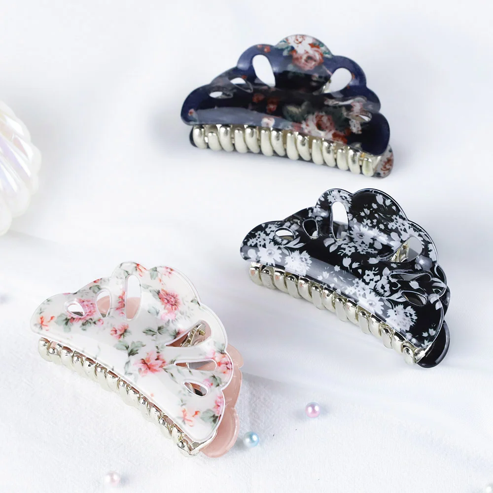 Jepit Rambut Kepiting Gambar Cetak Bunga Akrilik Jepit Rambut Wanita Anak Perempuan Jepit Rambut Jepit Rambut Besar Sederhana Aksesori Rambut Jepit Rambut Manis