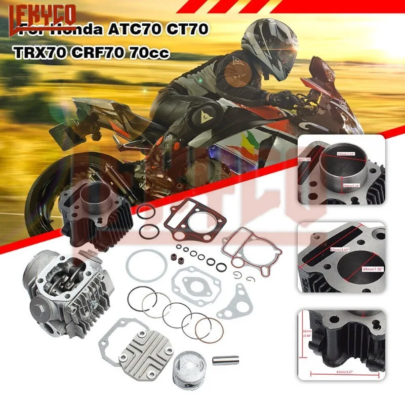 70CC 47mm Bore Motorcycle Cylinder Complete Head Kit Piston Ring Tool Set for JH70 TRX70 CRF70 XR70 CT70 Moto Engine Accessories