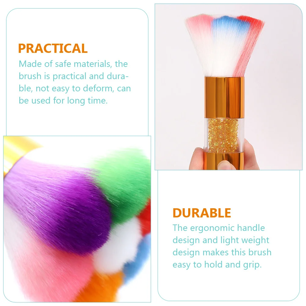 Escova de limpeza de unhas, 2 peças, blush de cerdas macias para pó solto, ferramenta de maquiagem de beleza para remoção de poeira de unhas, ergonômica