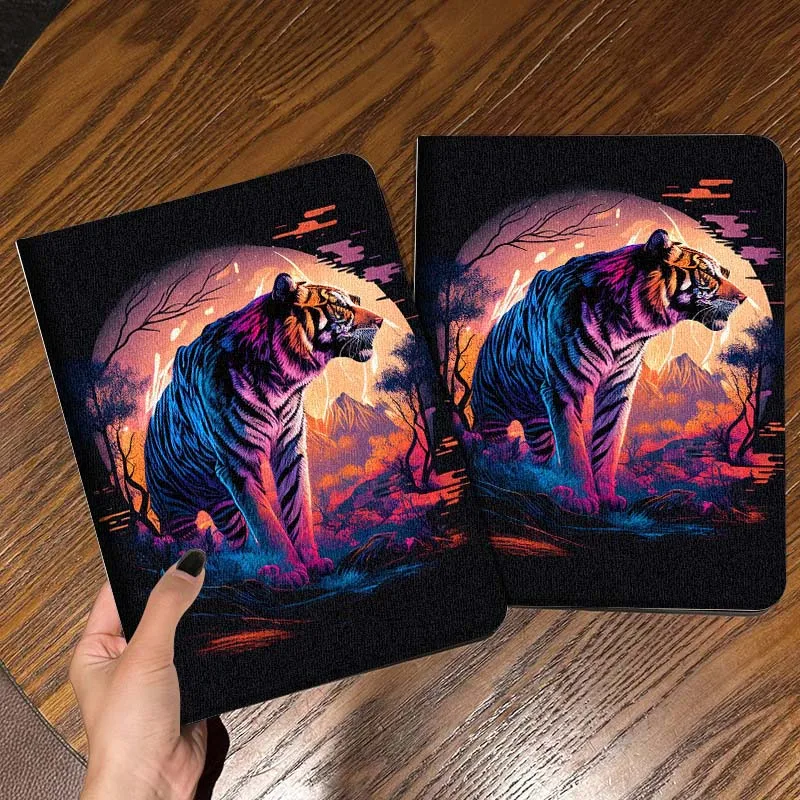 Cartoon Blue Flame Tiger For iPad Pro Mini Air 1 2 3 4 5 6 7 10 11 th 8 9 gen 11 M4 M5 Foldable Tablet Case Cover