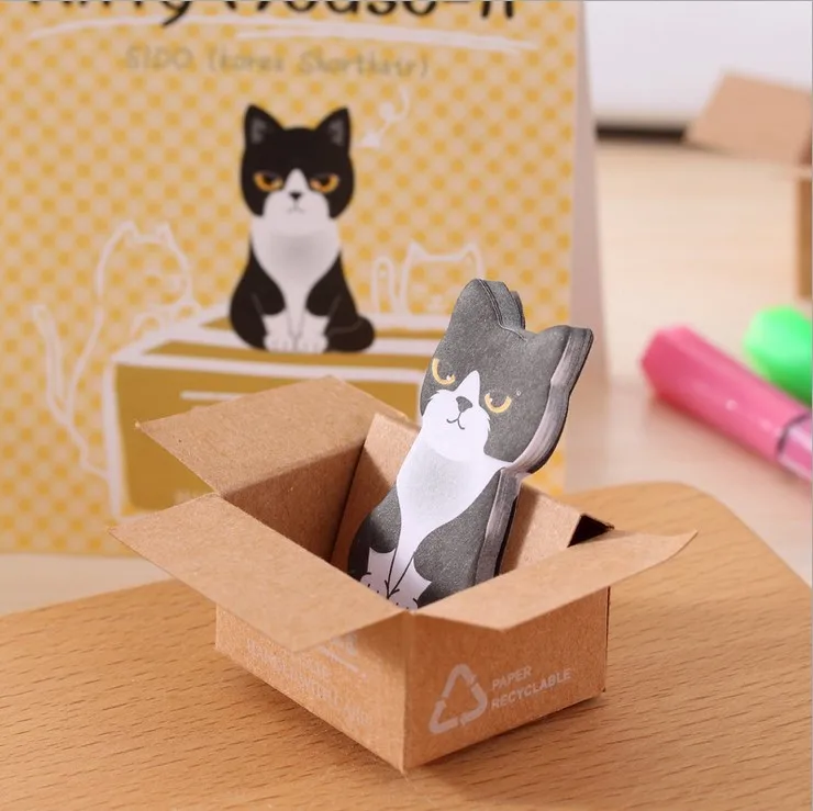 Korean Version of Cute Cardboard Box, Cat, Small Notepad, Notepad, N Times, Note Memo Pad Stationery