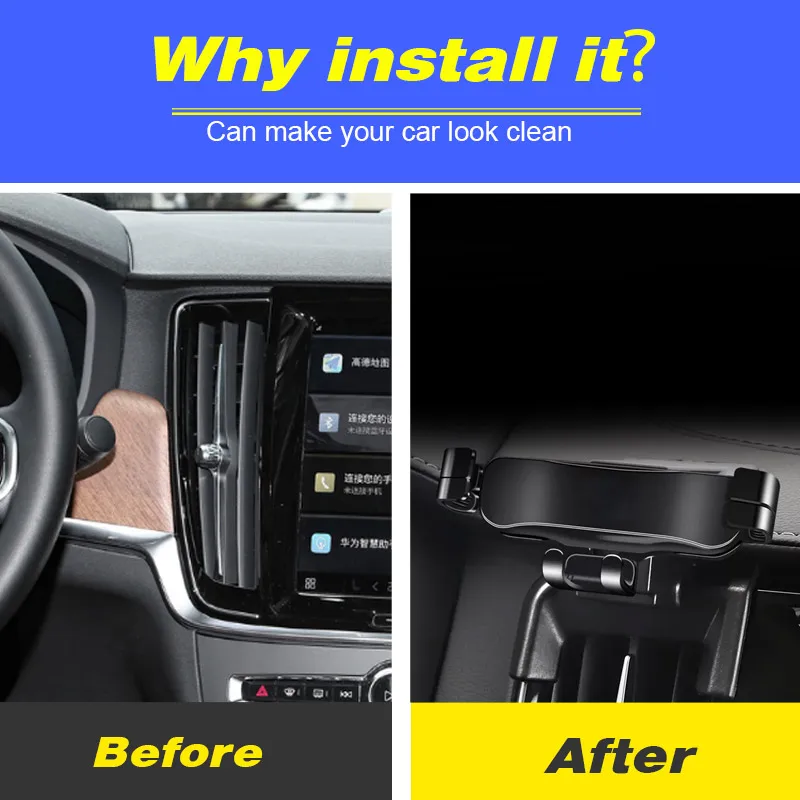 

Degree Rotating Car Stand Mobile Phone Holder Air Vent Clip Mount Auto Navigation Interior Accessories For Volvo S90 2018