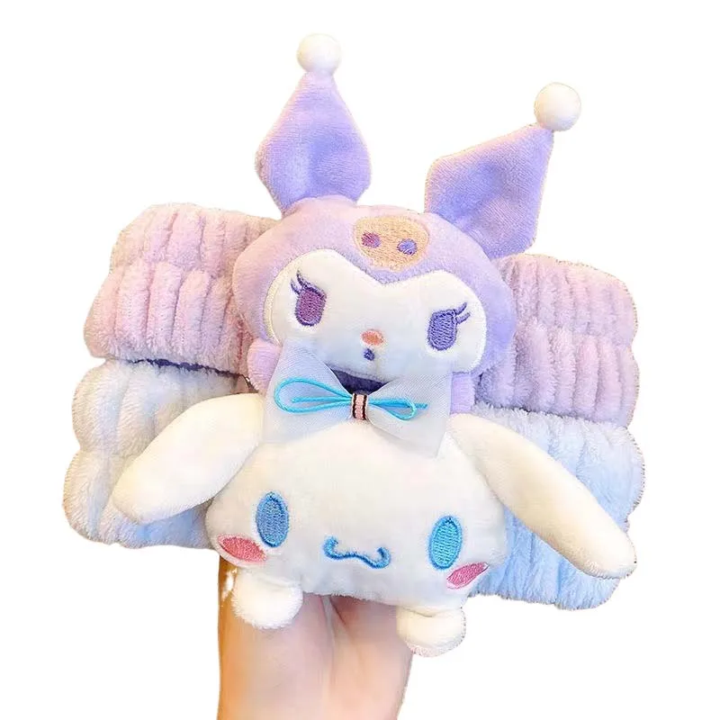 

Kawaii Hello Kitty Spa Headband for Washing Face Women Girls Cute Kuromi Make Up Washing Party Hair Band Halloween Gifts