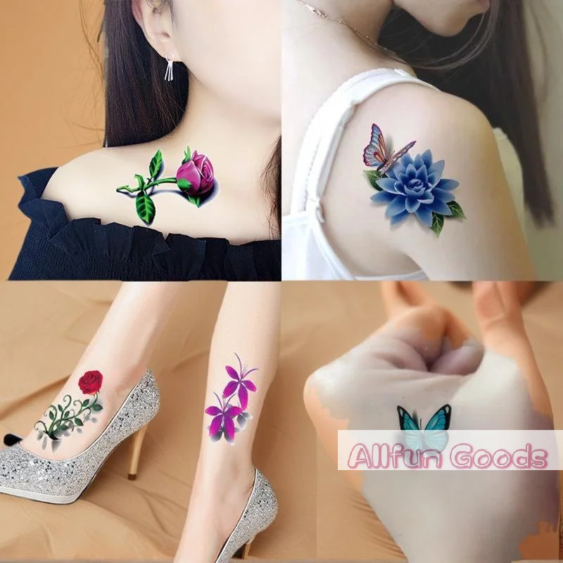 20 Sheets Waterproof Temporary Flower Butterfly Tattoo Stickers Women Fashion Art Sexy Removable Men Body Sticker Long-Lasting