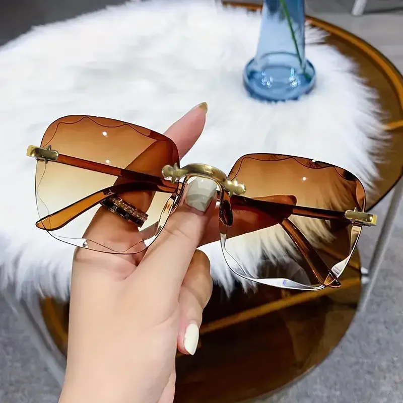 1/3PCS Square Rimless Sunglasses Women Luxury Brand Designer Summer Glasses Fashion Sun glasses For Men UV400 Shades image 3