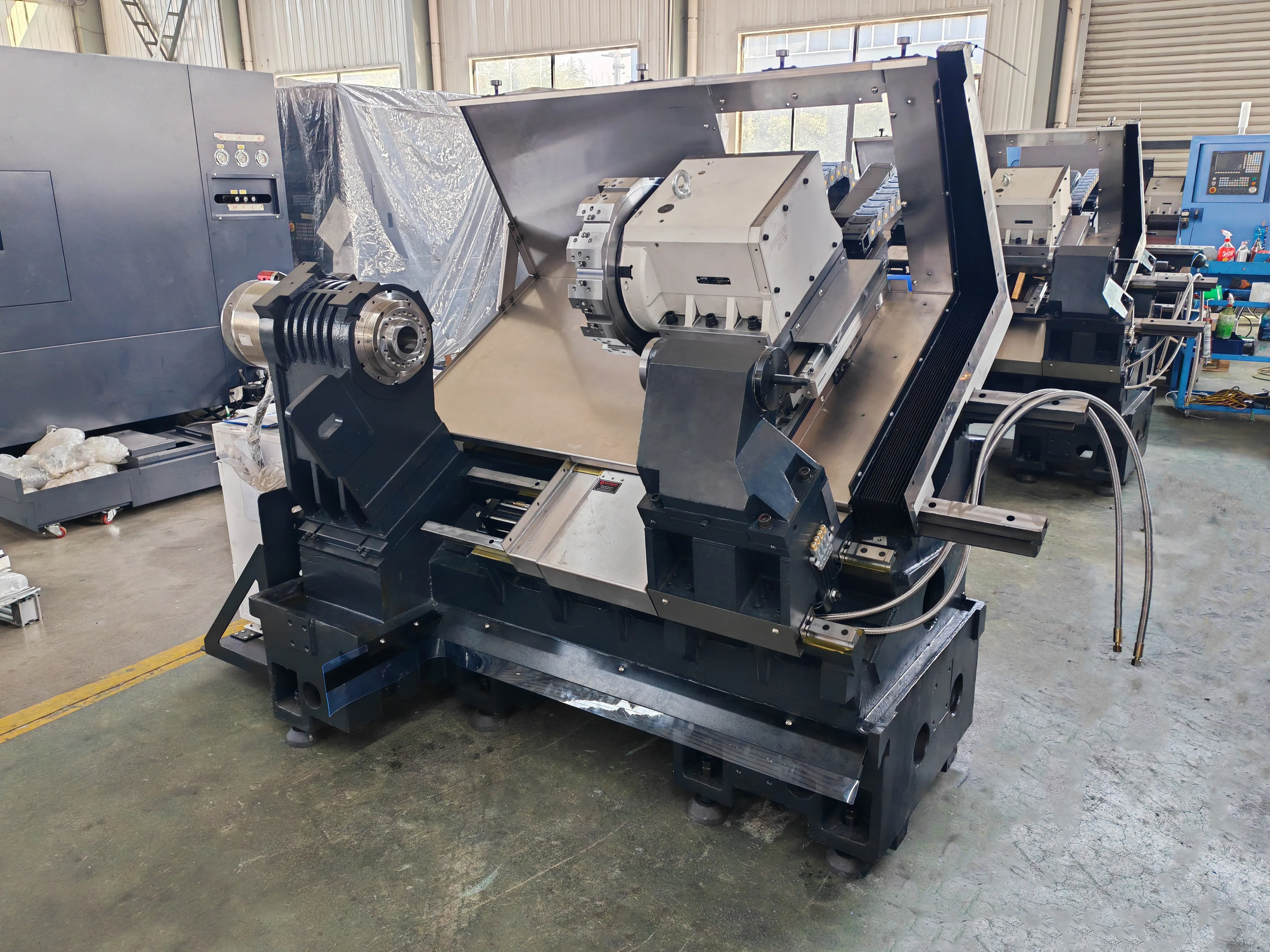 High Precision Horizontal Metal Slant Bed CNC Lathe Machine with Turret 3 Axis Control 8-inch Spindle Turning Center TCK50