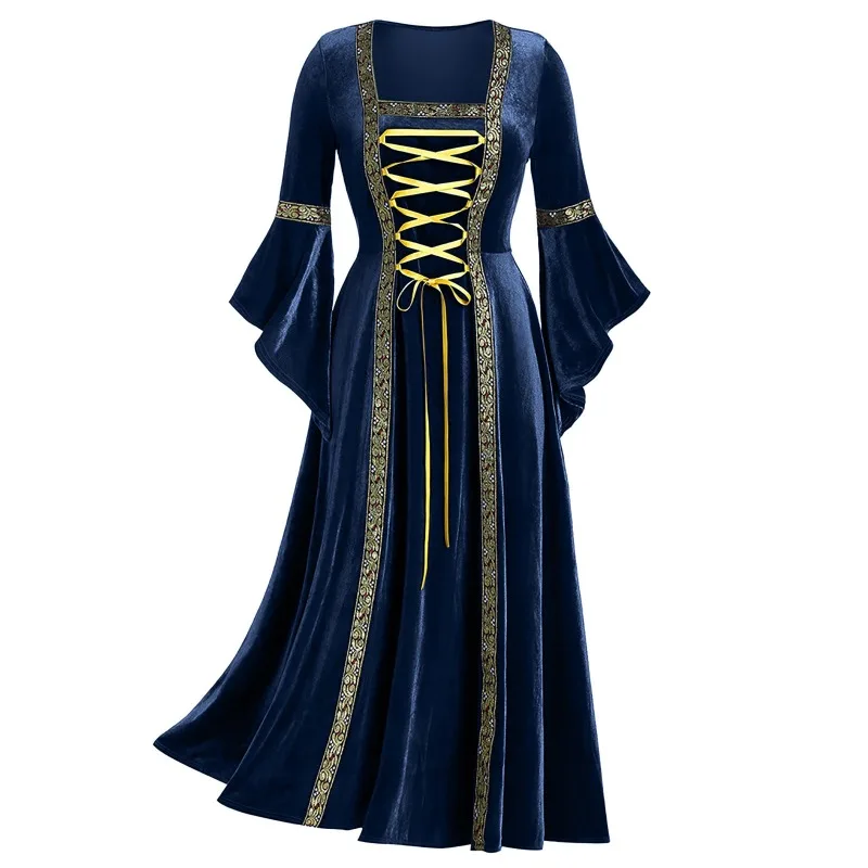 Halloween Vampire Cosplay Costume Dress Renaissance Victorian Medieval Gothic Long Dresses Maxi Ball Gown Middle Ages Prom Dress