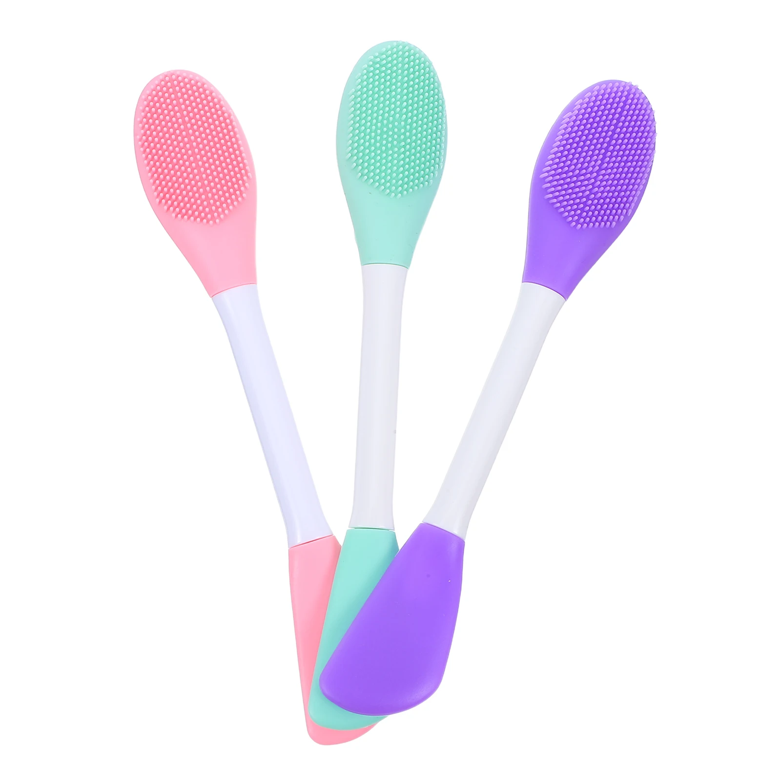 

3pcs Silicone Facial Cleaning Brush Handheld Skin Cleanser Face Scrubber Wash Double Head Lightweight Portable Daily Use