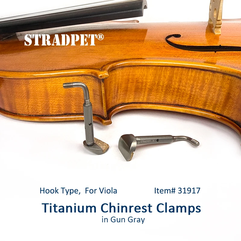 STRADPET Hook Type Titanium Chinrest Clamps, in Bright or Gun Gray, Refined or Common Versions Option, for Viola