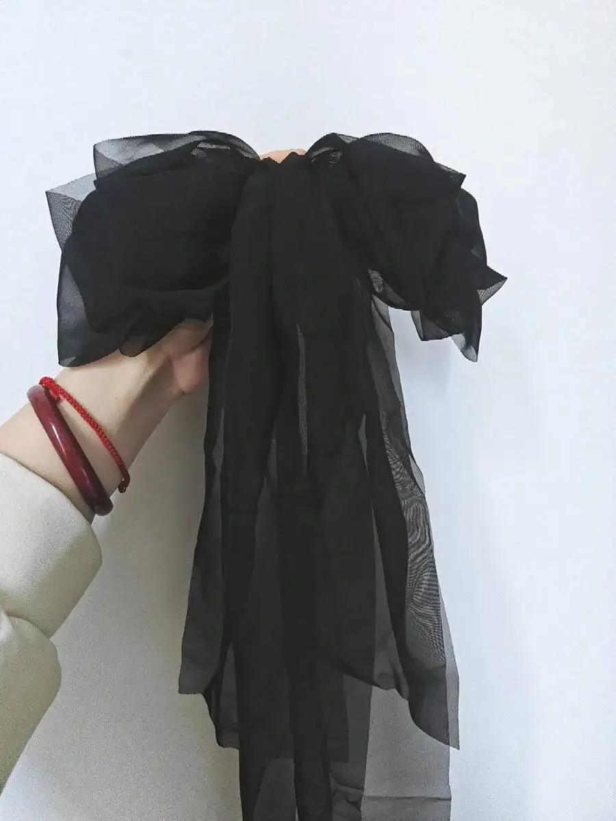 

Black Gauze Bowknot Hair Clip For Women Elegant Hair Accessory Lightweight Netting Headwear