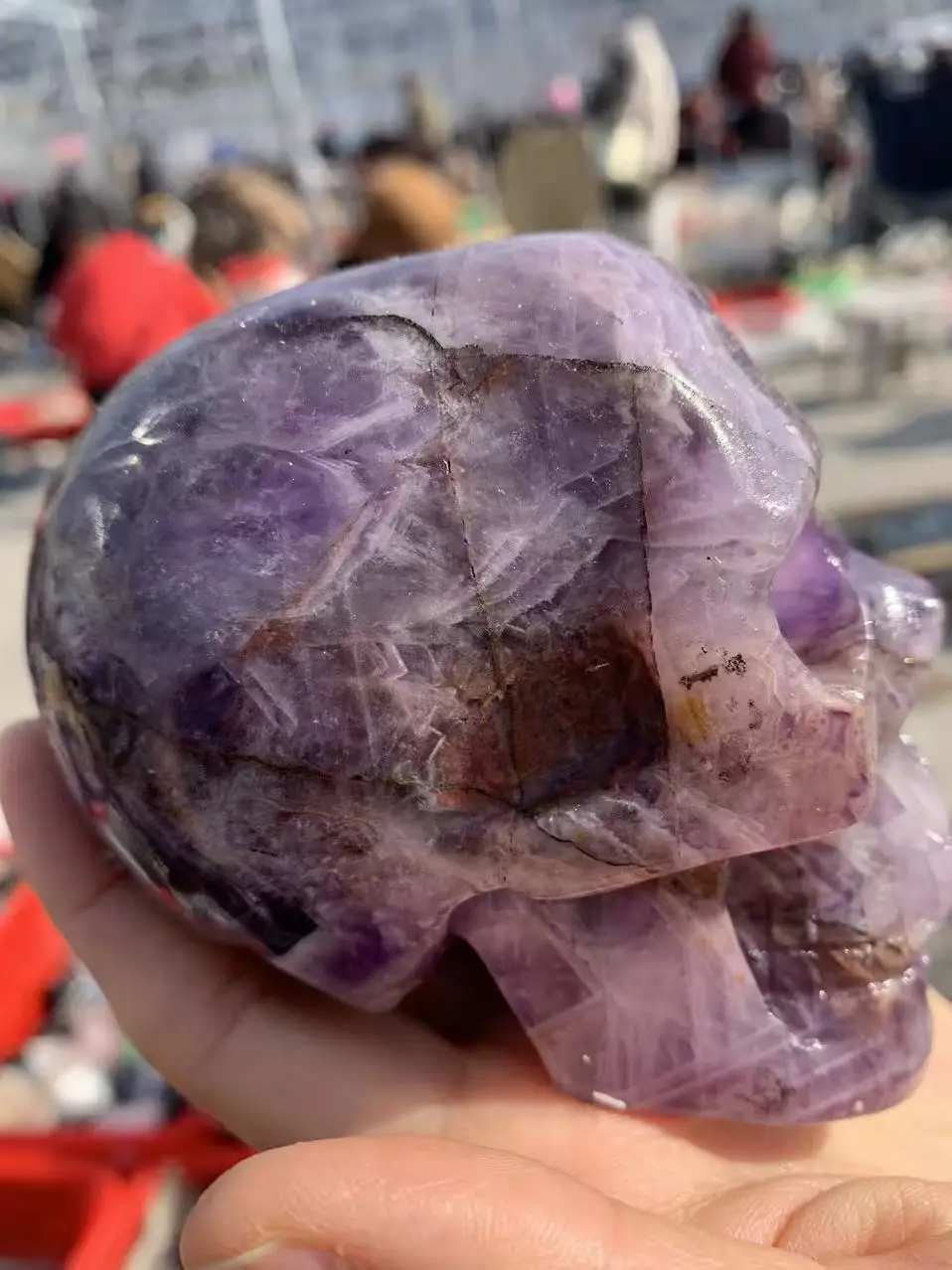 

Natural Dreamy Amethyst Quartz Crystal Skull Carving, Enhancing Vitality And Healing, Suitable For Home Aquarium, Office Decorat