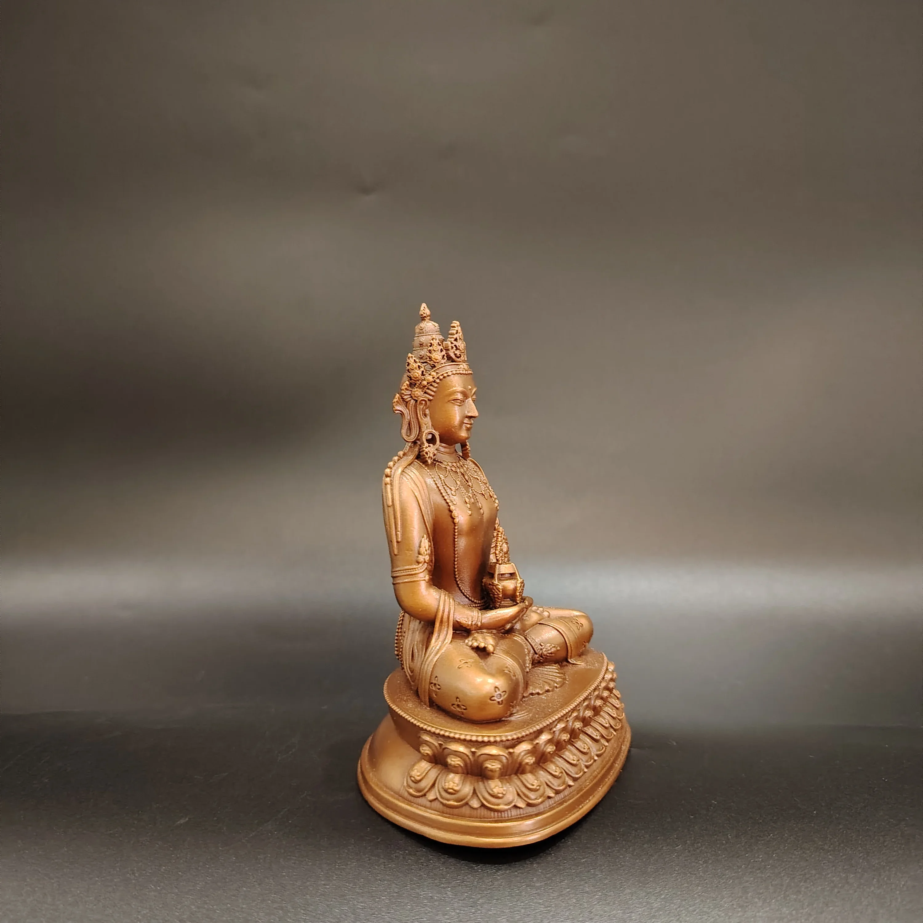 All-copper longevity Buddha statue, red copper Tibet portable home use, offering Tibetan tantra, Nepalese craftsmanship can be h