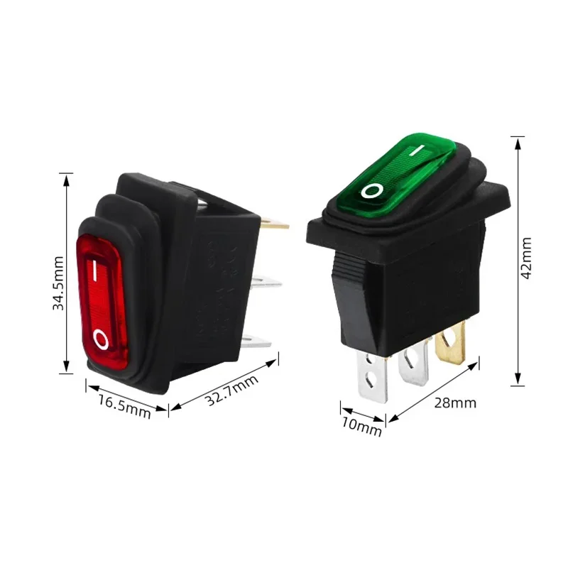 5/20/100PCS 12VLED Light IP67 KCD3 3 Pin  20A On/Off Rectangular Ship Type Long Rocker Switch Waterproof Car Dashboard