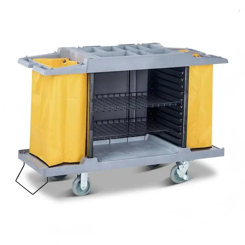 Quiet Design Surface Easy to Clean up Cleaning Home Restaurant Service Trolley With Housekeeping Maid Cart