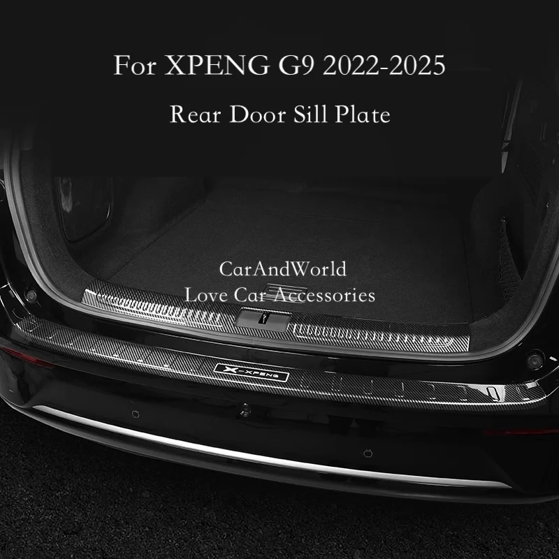 

For 2022-2025 XPENG G9 Rear Trunk Door Sill Scuff Plate Cover Tailgate Pedal Decorative Trims Car ABS Carbon Fiber Accessories
