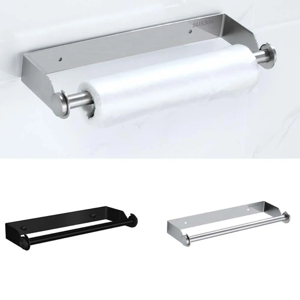 

Держатель для бумажных полотенец под шкафом, пластиковый держатель для хранения, настенный самоклеящийся держатель для кухни, ванной комнаты, перфорированный металлический держатель для хранения