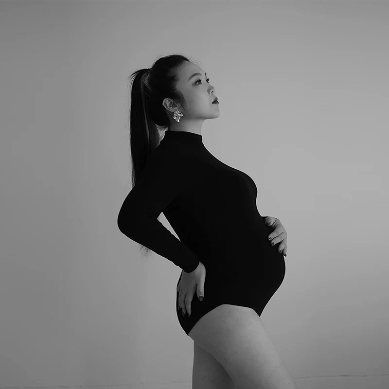 Maternity photoshoot Outfit Women's Long Sleeve Bodysuit Pregnant Sexy  Clothes Stretchy Tight Bodycon