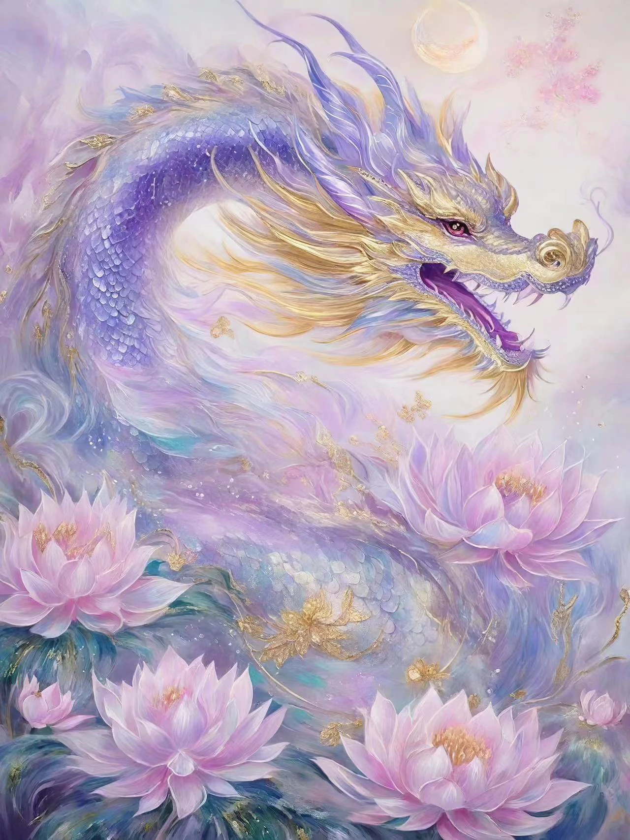 

9ct 65X85cm Dragon and Phoenix Pre-Printed Cross Stitch DIY Embroidery Set Handicraft Floss Needle Crafts