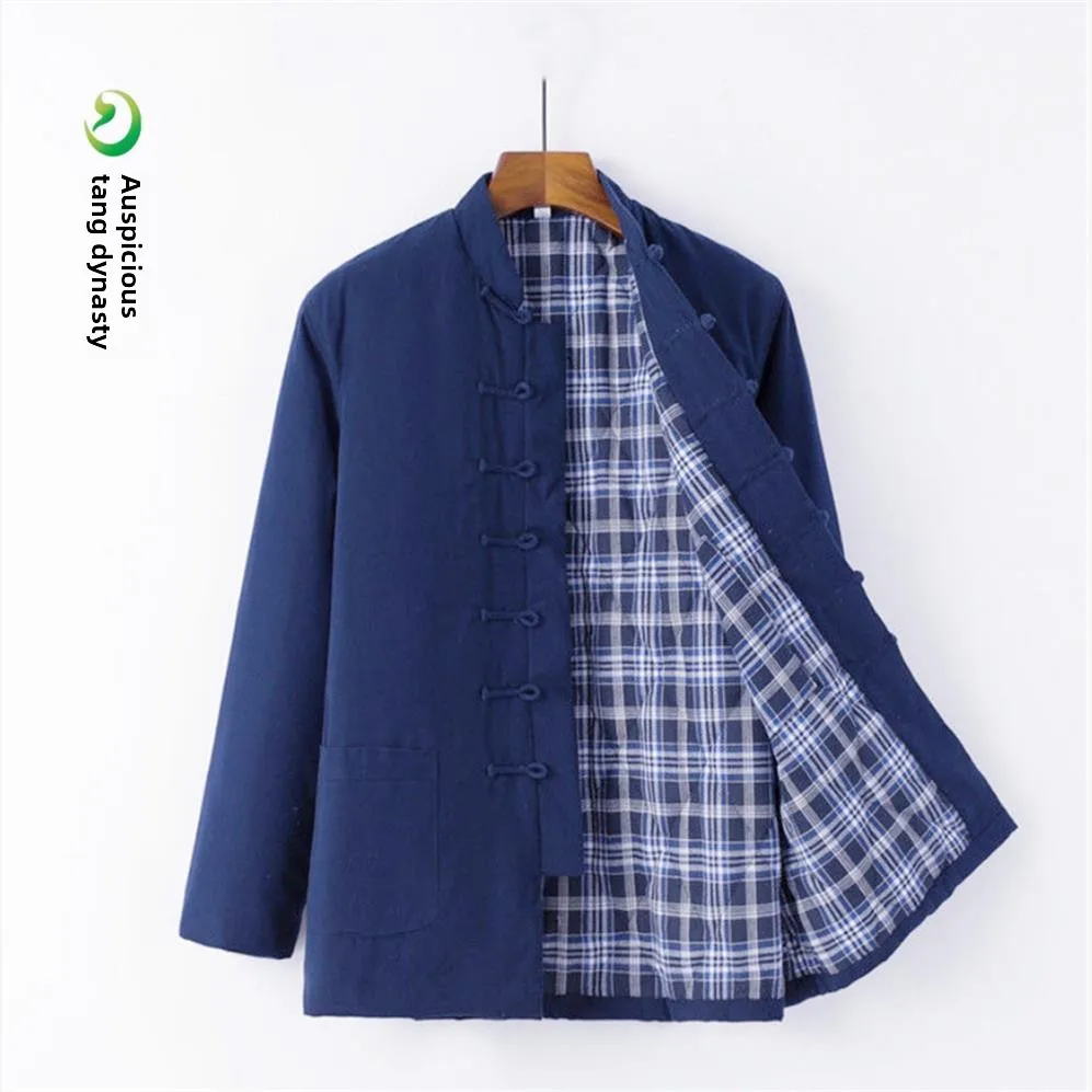 معطف شتوي مبطن بالقطن للرجال فضفاض مناسب على شكل حرف T دافئ Sli Urban Faion مقاس الوقوف زر مزين بالصينية...