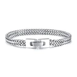 Stylish Mens Stainless Steel 6.5MM Two-strand Wheat Chain Bracelets Punk Biker Male Bracelet 8.26