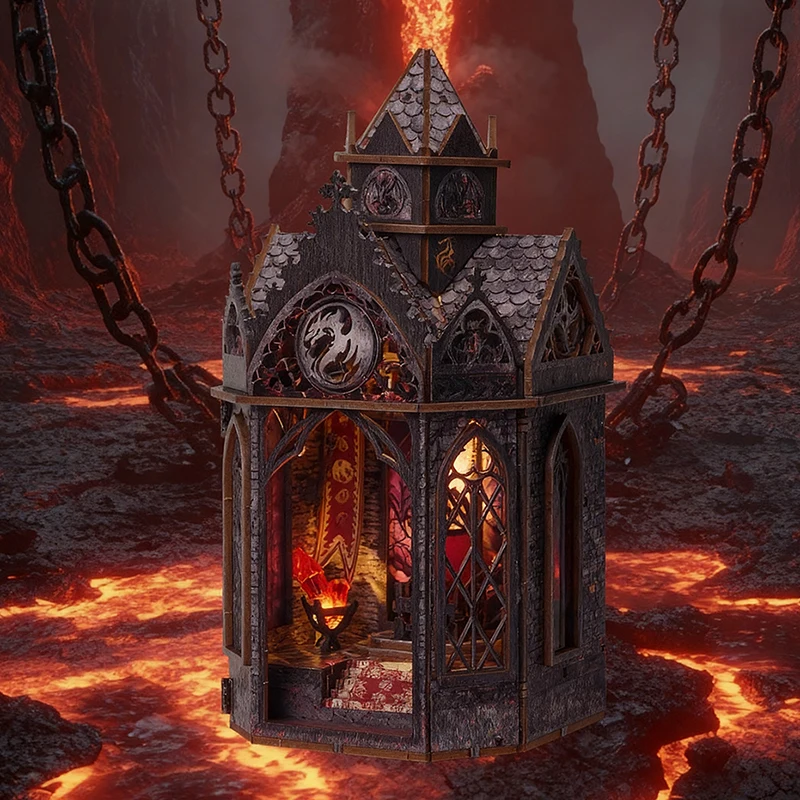 لتقوم بها بنفسك كتاب الزاوية عدة بيت الدمية الخشبية ثلاثية الأبعاد لغز الجمعية لعبة المنزل Bookend رف الكتب إدراج اللعب لدمية هدية الكريسماس #2