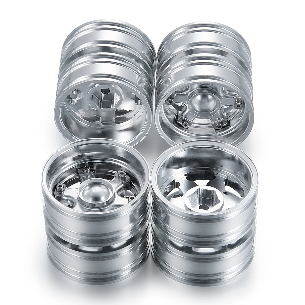 AXSPEED Tamiya Rear Wheel Rim Aluminum Alloy 6 Spokes Wheel Hub for 1/14th Scale RC Tractor Truck Trailer Tipper Cargo Car Parts