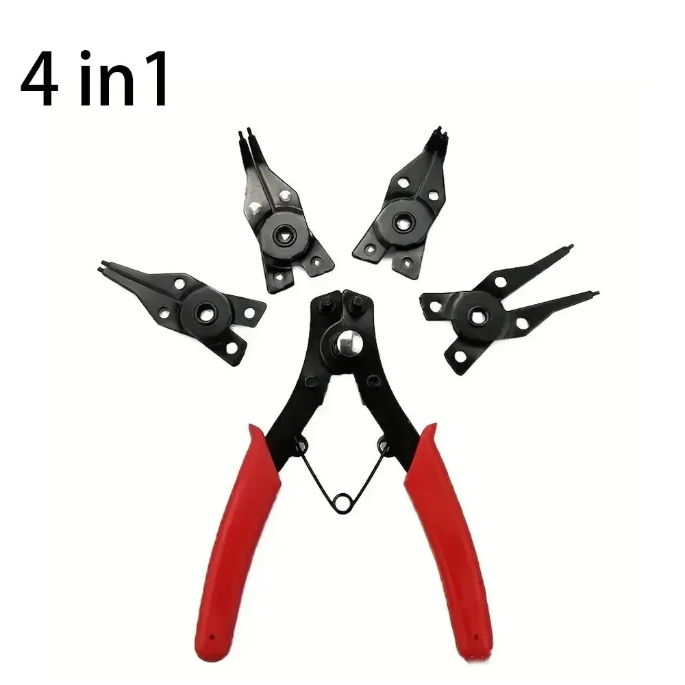 

4-In-1 Circlip Pliers Set Snap Ring Pliers Multi Crimp Removable Plier Head Retaining Circlip Pliers Hand Tools Multifunctional