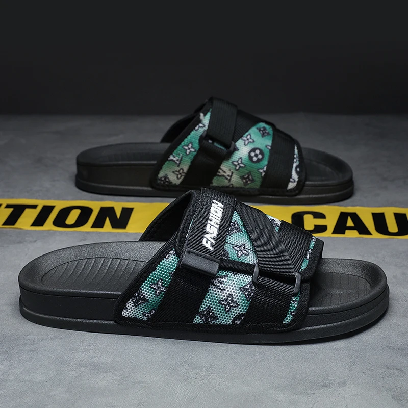 

Summer Outdoor Men Slippers Fashion Hook&Loop Canvas Casual Couple Shoes Slip-on Beach Slippers Sandals Women Shoes Flip Flops