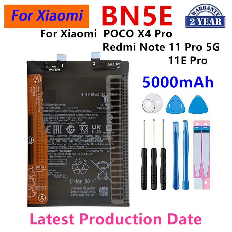 

Brand New BN5E 5000mAh Battery For Xiaomi Redmi Note 11 Pro 5G/ 11EPro /POCO X4 PRO Phone Replacement Batteries