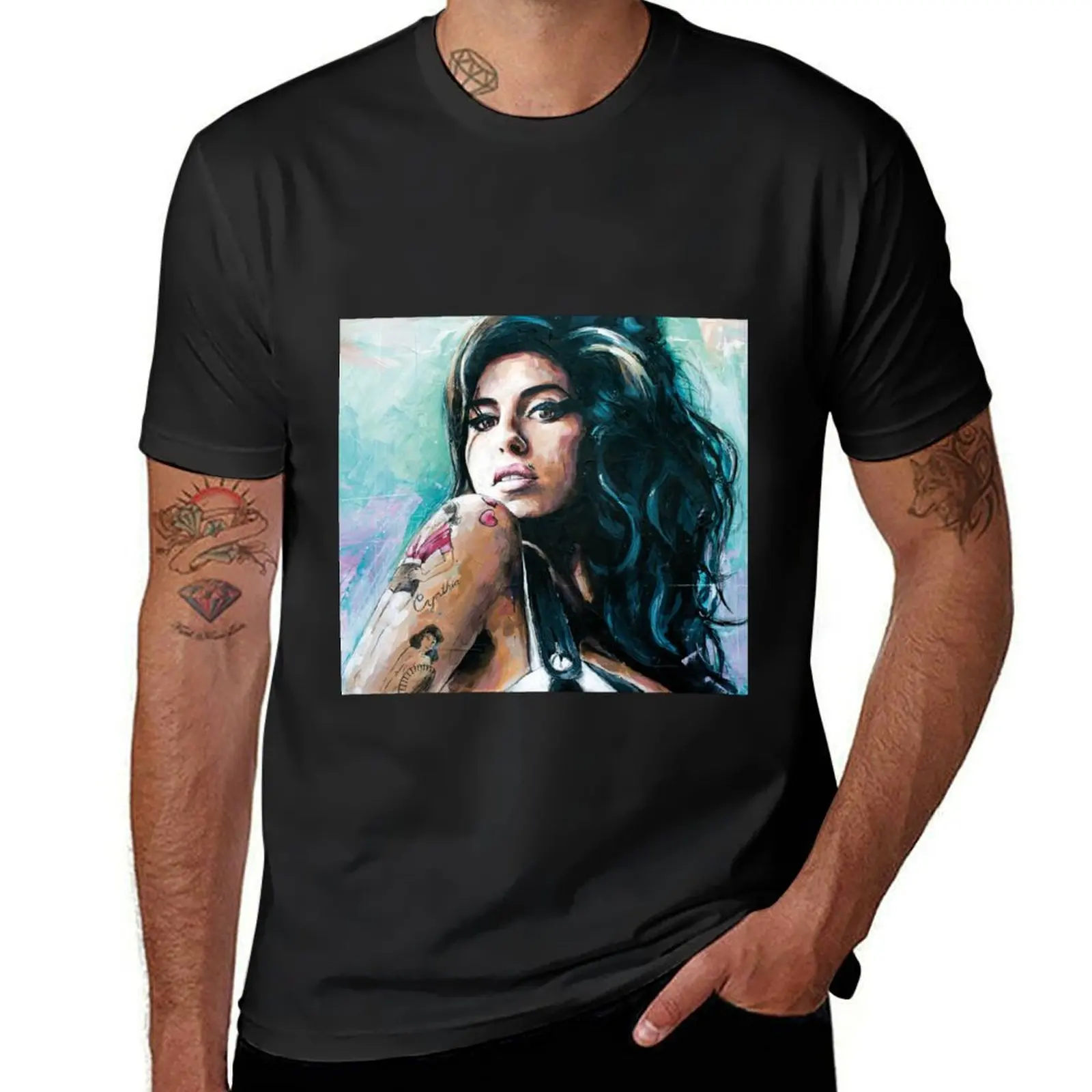 Amy Winehouse painting T-Shirt customs design your own new edition cute tops oversized workout shirts for men