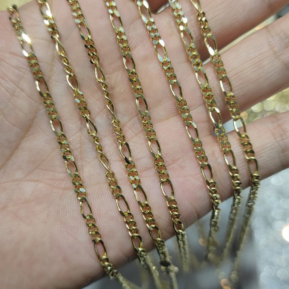 Sinya Pure 18k Au750 Gold Figaro Cuban Chain Necklace Anklets Bracelets Fine Jewelry For Women Ladies Mom Man Best Gift