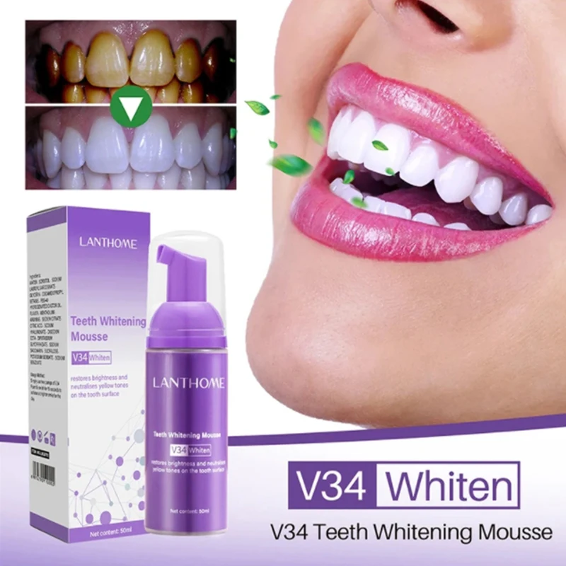 Dentes roxos Whitening Creme dental, Corrector de cores, Clarear Remover manchas amarelas, Gums Care, V34, 30ml