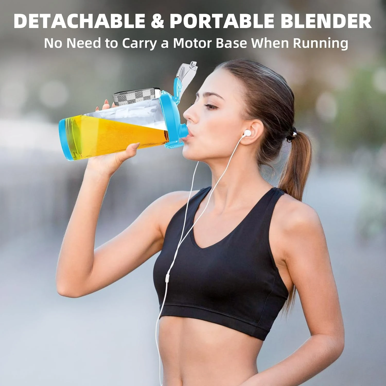 

Convenient Portable Blue Mini Rechargeable USB Blender - Powerful with 6 Sharp Blades and 20 Oz Cup - Ideal for Office, Gym, and