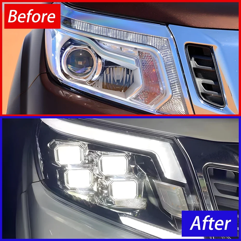 Auto Headlights For Nissan Navara 2015-2023 Car Front Lamps Assembly Upgrade LED Four Projector Lens Plug and Play Accessories