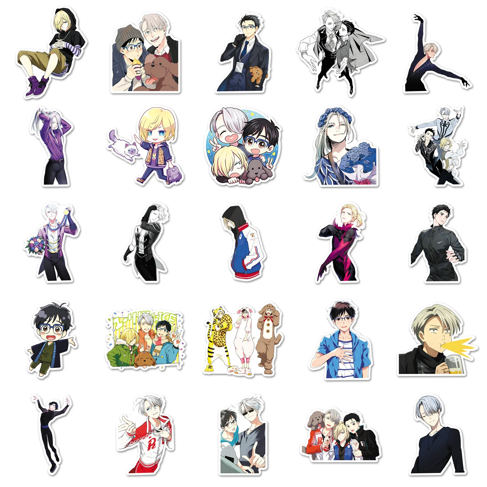 50PCS Yuri on Ice Figure Skating Anime Stickers Cute Character Decals Waterproof for Laptops Water Bottles Scrapbooking view 5