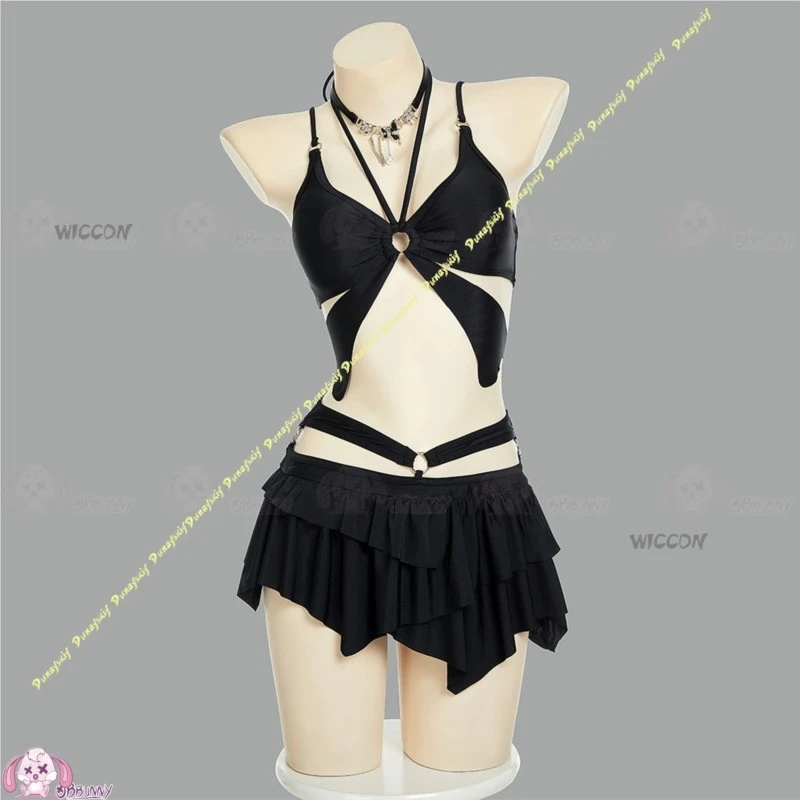 أزياء تنكرية على شكل فراشة سوداء ملابس سباحة للفتيات القوطية الداكنة مكونة من قطعتين بكيني برقبة رسن مناسبة للسباحة والينابيع الساخنة وحفلات مثيرة #3