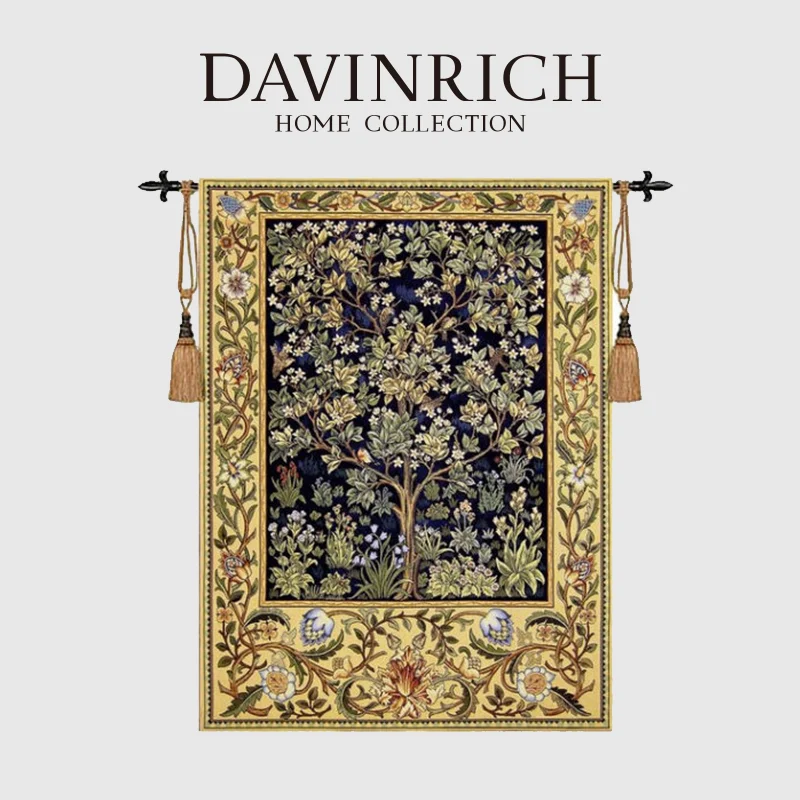 DAVINRICH Beautiful Large Tree Of Life William Morris Tapestry Jacquard Woven Wall Hanging Aubusson Vintage British Art Decor