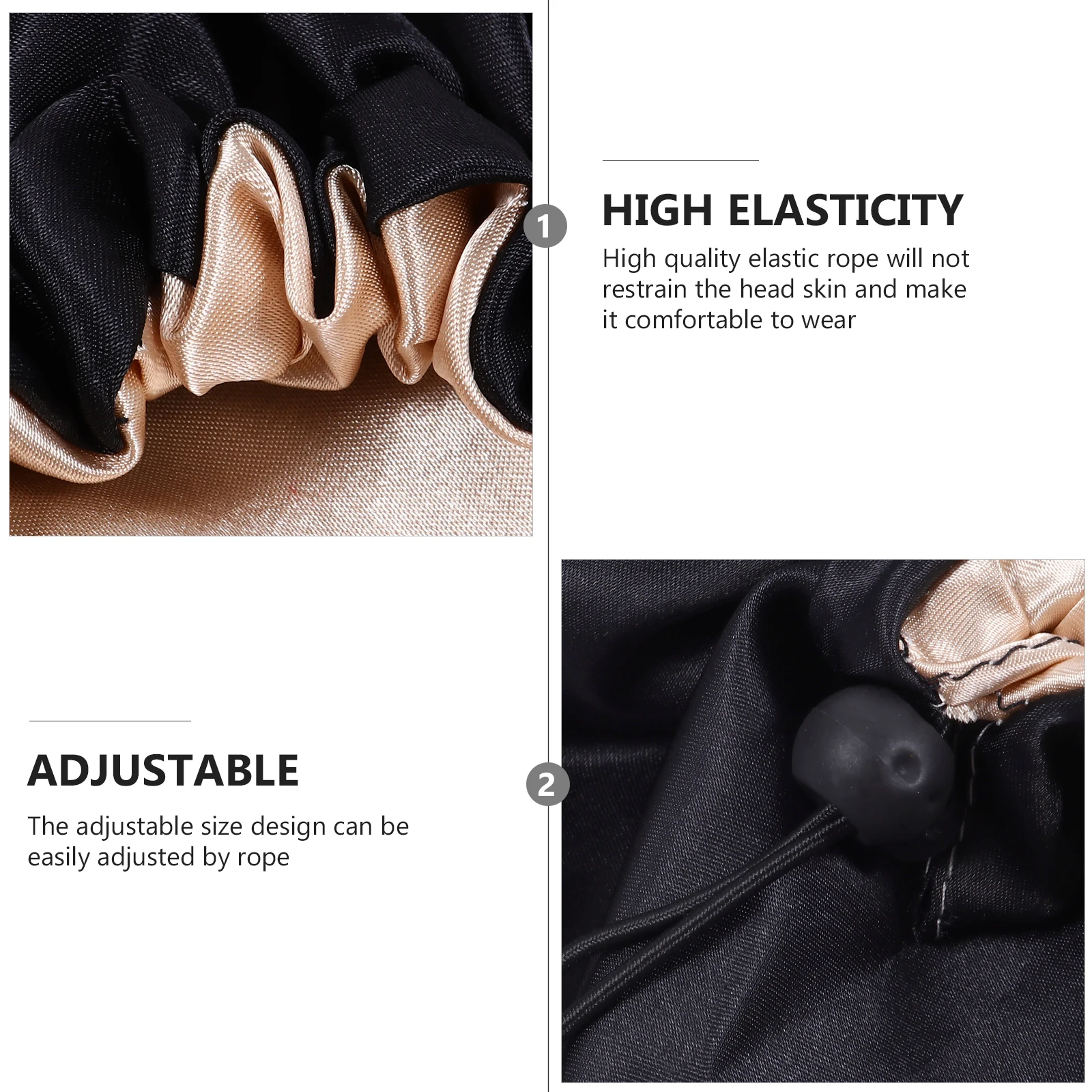 

2Pcs Adjustable Satin Shower Caps Bathing Bonnets Soft Elastic Night Sleep Caps