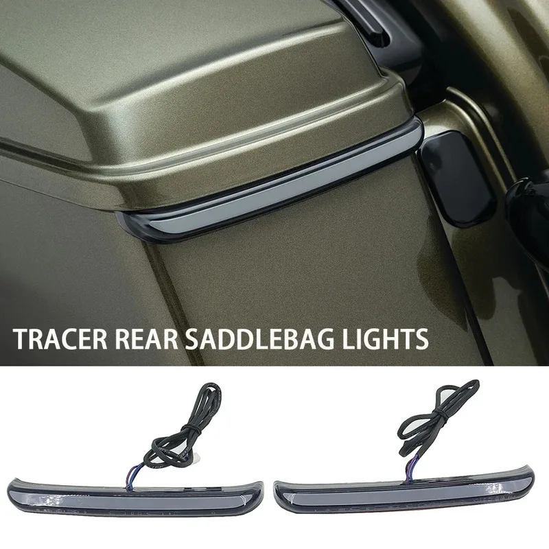 

Motorcycle Red Tracer Rear Saddlebag LED Indicator Run Turn Brake Lights For Harley Touring Road King Street Glide FLHX CVO