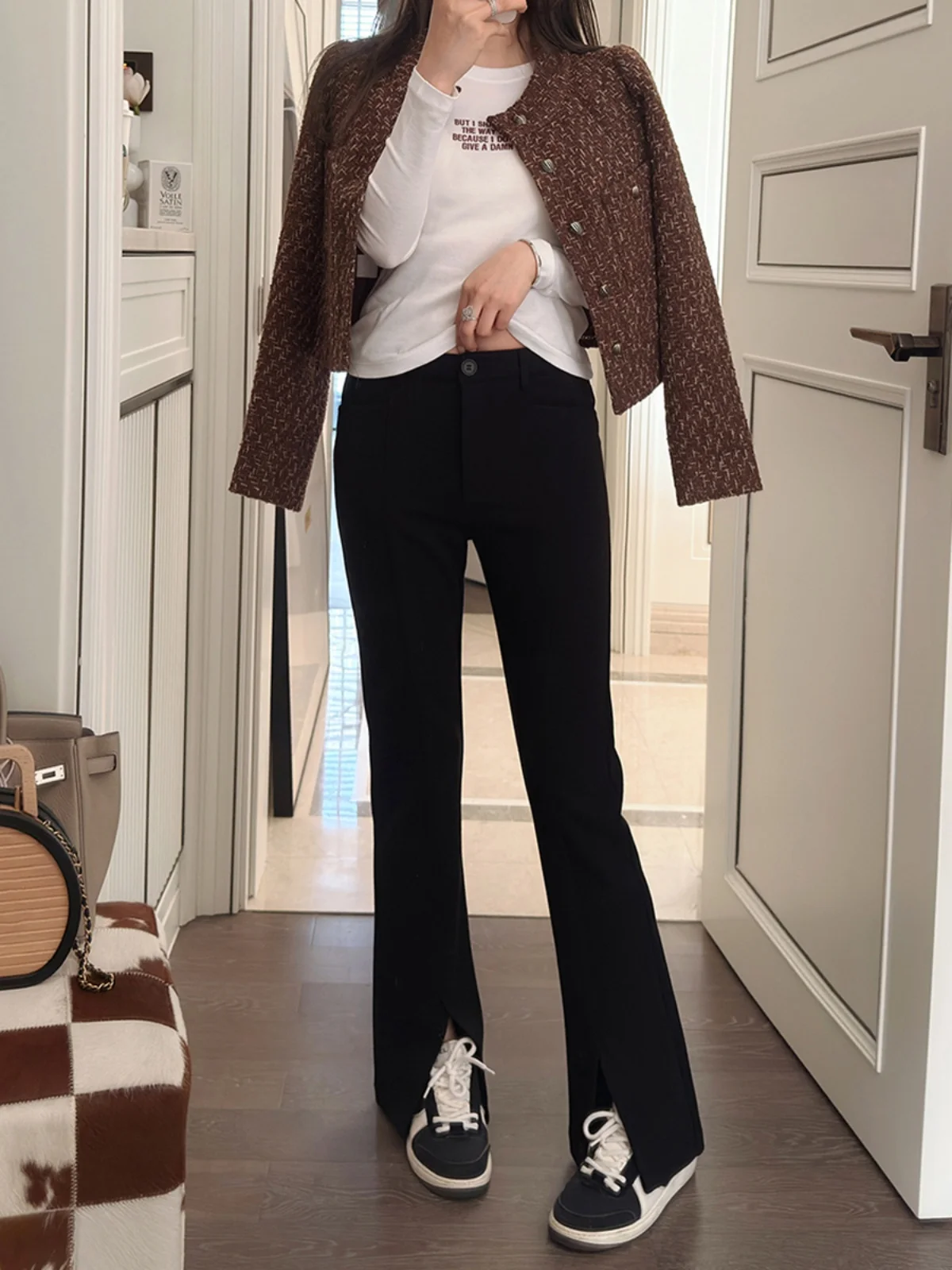 

High Waist Stretchy Autumn Winter Slim Fit Casual Thin Velvet Suit Pants Women Small Size Tummy Control Pencil Pants