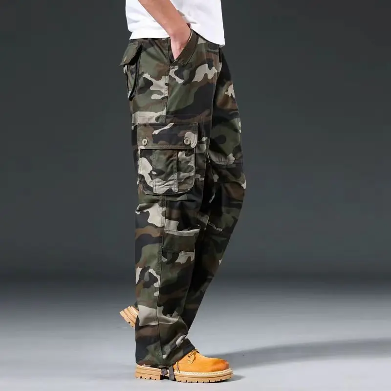 

New Camo Pants Men Casual Multi Pocket Cargo Trousers Hip Hop Joggers Urban Overalls Outwear Camouflage Tactical Pants M-5XL
