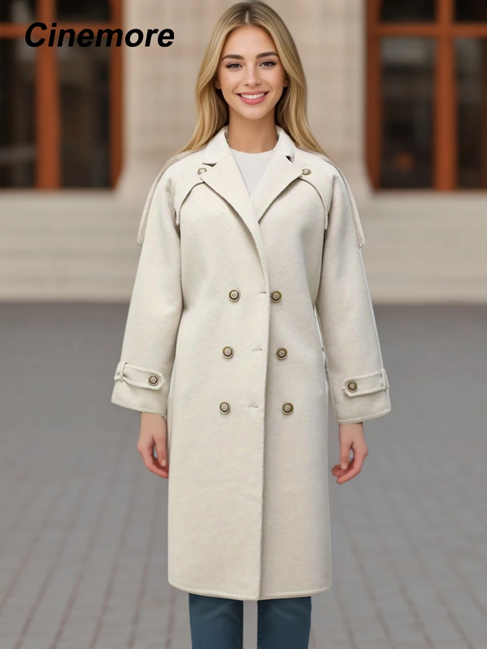 Cinemore Double-sided Cashmere Coat for Women Long 2024 Spring Autumn New High end Belt Loose Women's Wool Coat Elegant Ladies