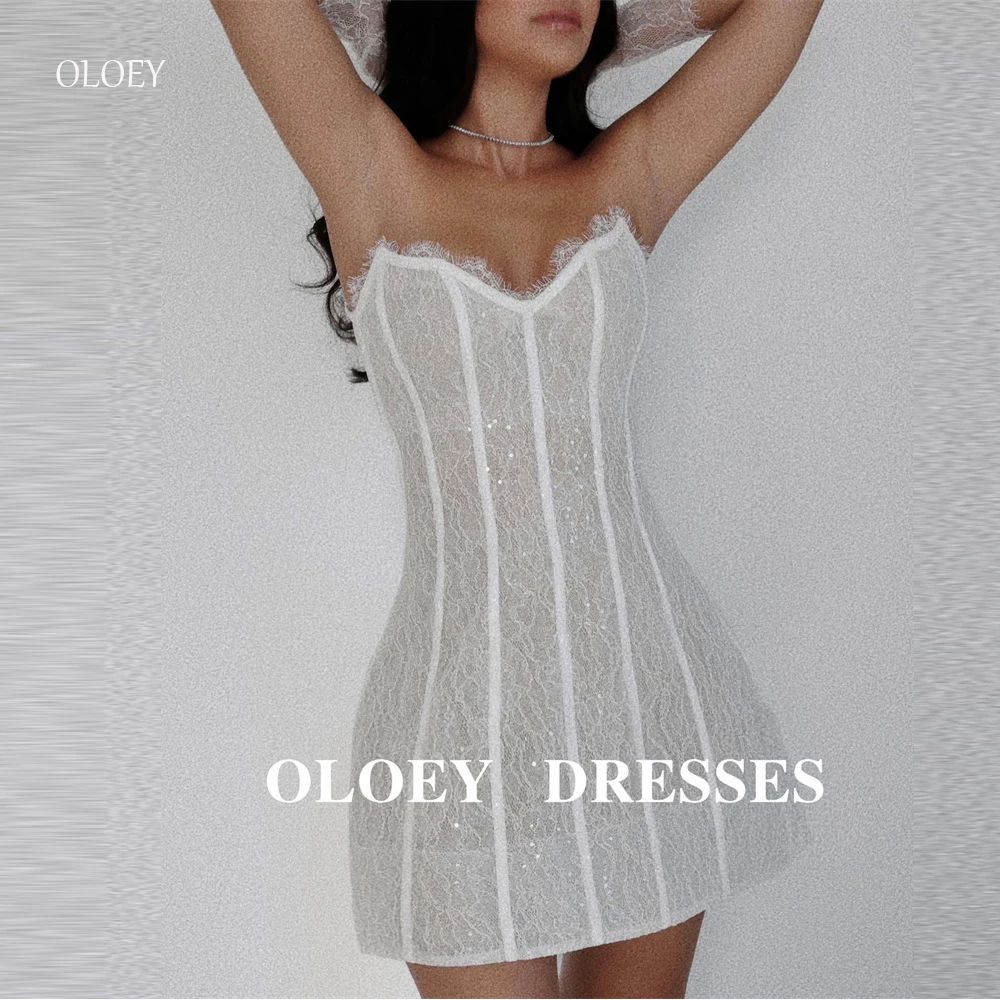 OLOEY Sexy Sweetheart Mini Wedding Dresses Short Boning Fitted Bride Gowns Corset Back Robe de mariage With Gloves Customized