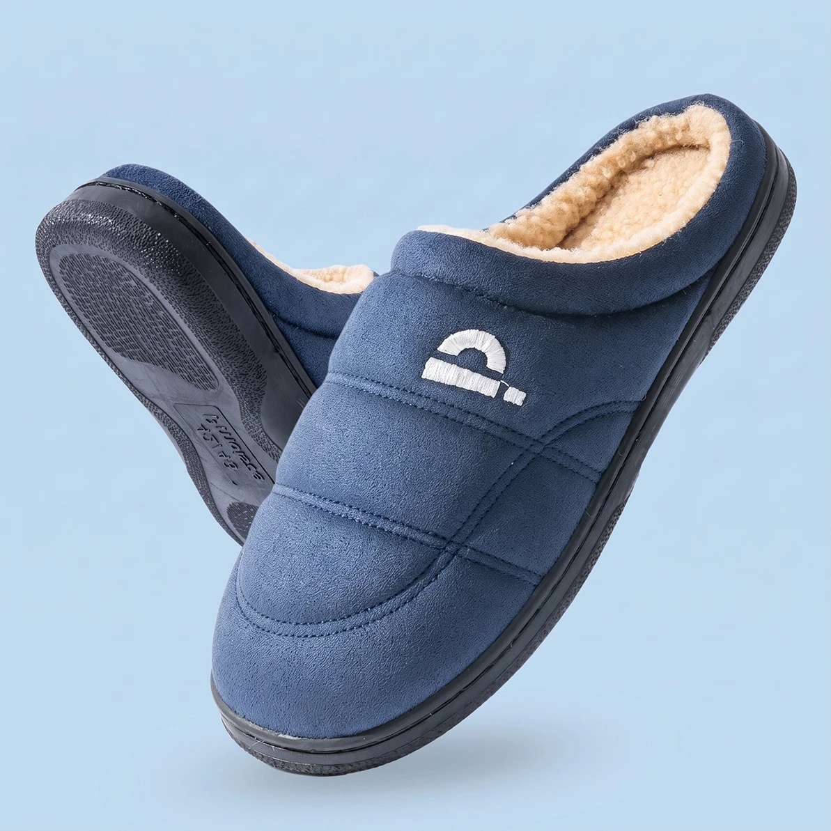 Heren winterpantoffels van effen suède TPR-zool Memory Foam Katoen Warm antislip Comfort Room Home Schoenen Groot 50/51