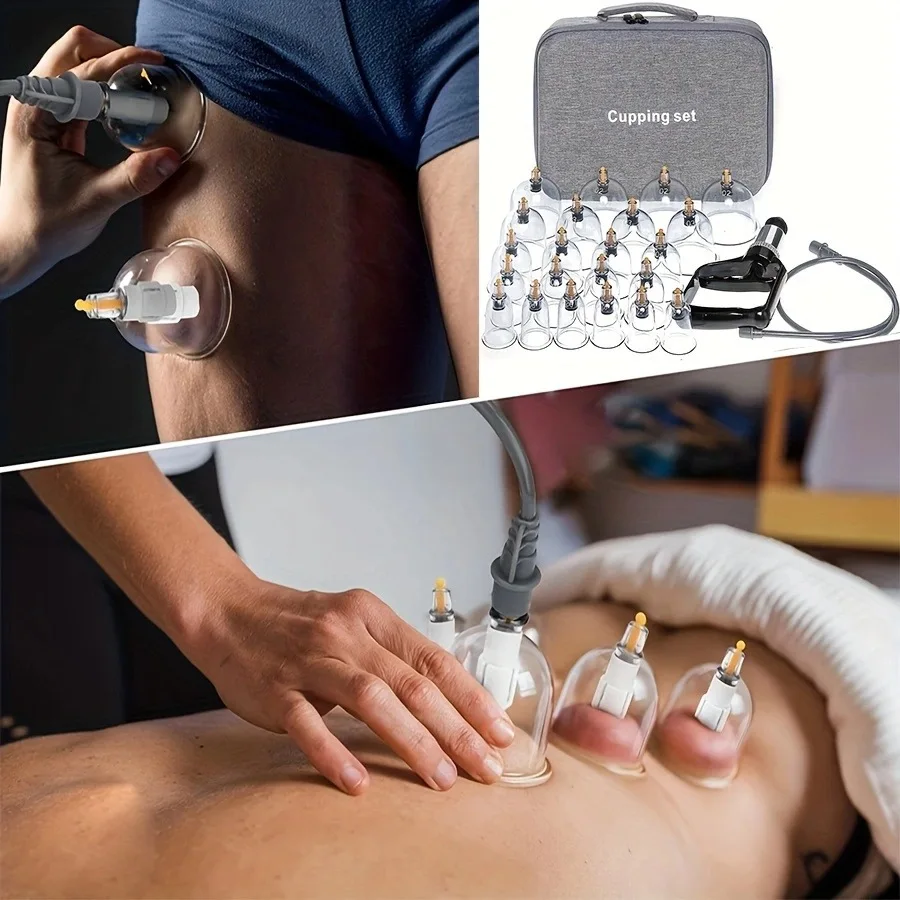 Cupping Relax Set Multiple Sizes of Vacuum Cups with Hand Pump and Detailed Cupping Manual Massage Cupping Set for Massage